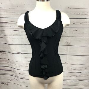 WHBM Black Ruffle Tank‎